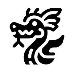 dragon glyph flat vector icon