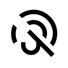 ear deaf glyph flat vector icon