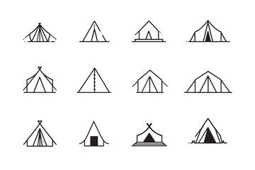 Simple Shelter Tent Icon Line Art