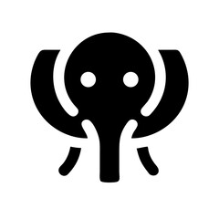 elephant glyph  flat vector icon