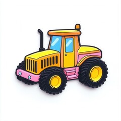 Naklejka premium Brightly Colored Cartoon Tractor with Big Tires and Bold Design for Children's Illustrations and Education Resources