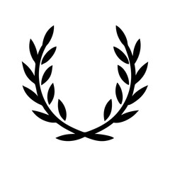 first laurel glyph flat vector icon