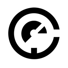 gauge circle bolt glyph flat vector icon