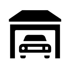 garage car glyph  flat vector icon