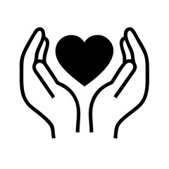 hands heart glyph flat vector icon