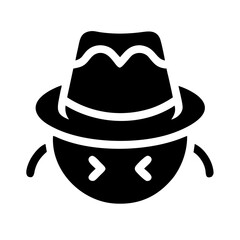 hat cowboy glyph flat vector icon