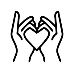 hands heart glyph flat vector icon