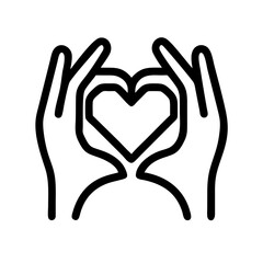 hands heart glyph flat vector icon