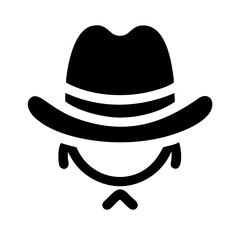 hat cowboy glyph flat vector icon