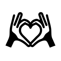 hands heart glyph flat vector icon