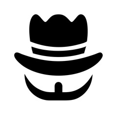 hat cowboy side glyph flat vector icon