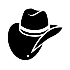 hat cowboy side glyph flat vector icon