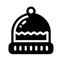 hat winter glyph flat vector icon