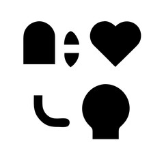 head side heart glyph flat vector icon