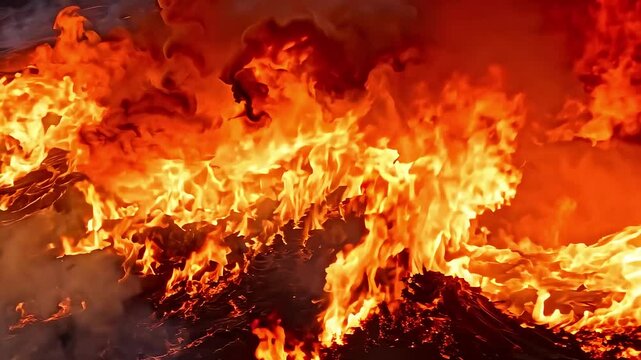 Raging flames engulfing the land