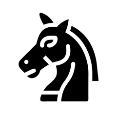 horse head glyph flat vector icon