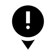 location exclamation glyph  flat vector icon