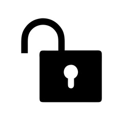 lock open alt glyph flat vector icon