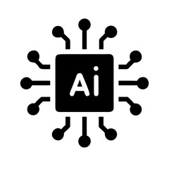 microchip ai glyph flat vector icon