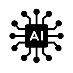 microchip ai glyph flat vector icon