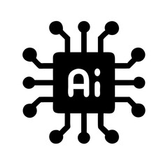 microchip ai glyph flat vector icon