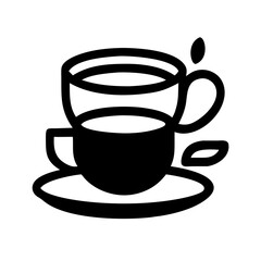 mug tea saucer glyph flat vector icon