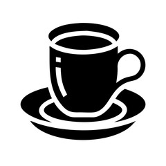 mug tea saucer glyph flat vector icon
