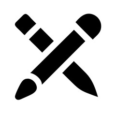 pencil paintbrush glyph flat vector icon