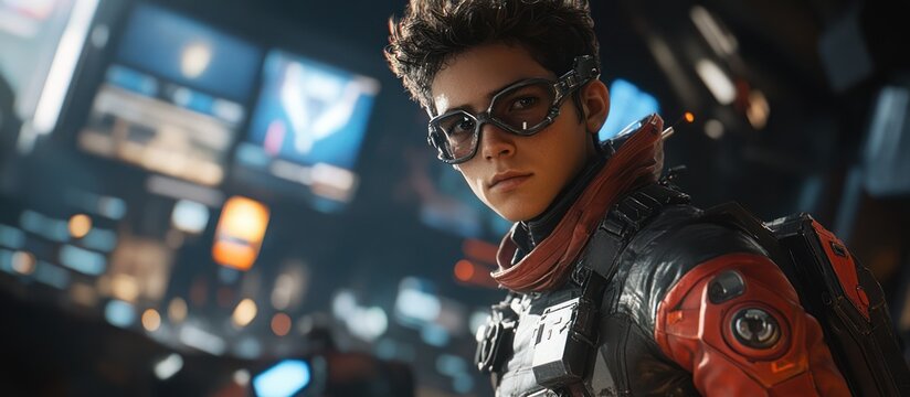 Fototapeta Female operative in futuristic control room