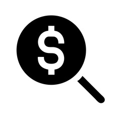 search dollar glyph  flat vector icon