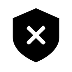 shield xmark glyph flat vector icon