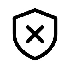 shield xmark glyph flat vector icon
