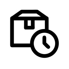 shipping timed glyph flat vector icon
