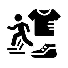 shirt running glyph flat vector icon