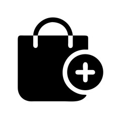 Obraz premium shopping bag add glyph flat vector icon