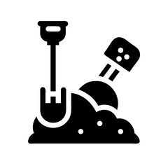 shovel snow glyph  flat vector icon