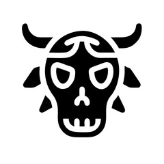 skull cow glyph flat vector icon