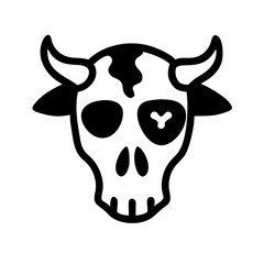 skull cow glyph flat vector icon