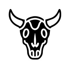 skull cow glyph flat vector icon