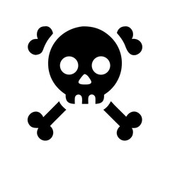 skull crossbones glyph flat vector icon