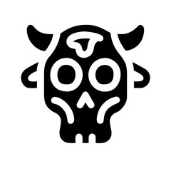 skull cow glyph flat vector icon