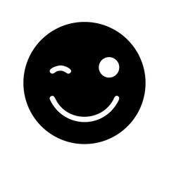 smile wink glyph  flat vector icon