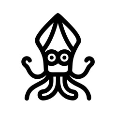 squid glyph flat vector icon