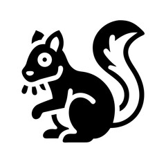 squirrel glyph flat vector icon