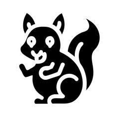 squirrel glyph flat vector icon
