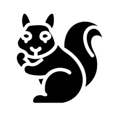 squirrel glyph flat vector icon