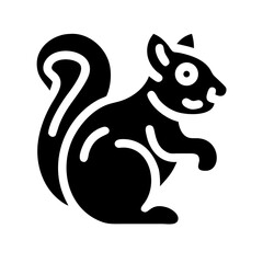 squirrel glyph flat vector icon