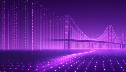 Futuristic City Bridge at Night