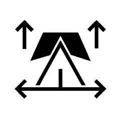tent arrow left right glyph flat vector icon