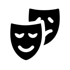 theater masks glyph flat vector icon